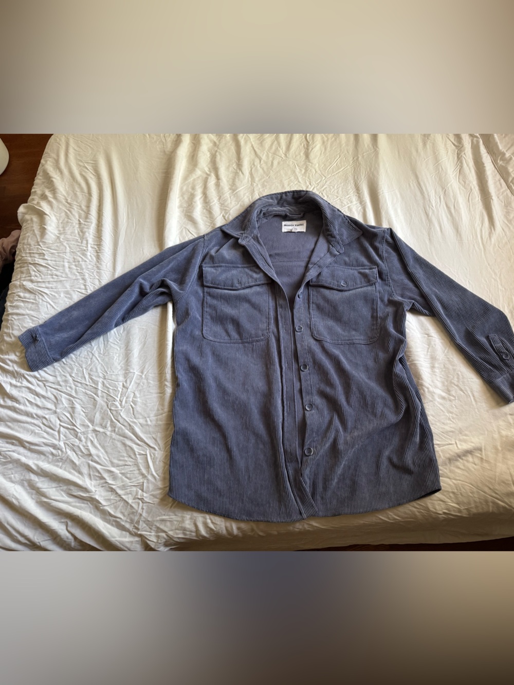 Blue Corduroy Button-Front Cardigan Shirt